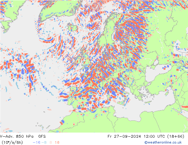 V-Adv. 850 hPa GFS Fr 27.09.2024 12 UTC