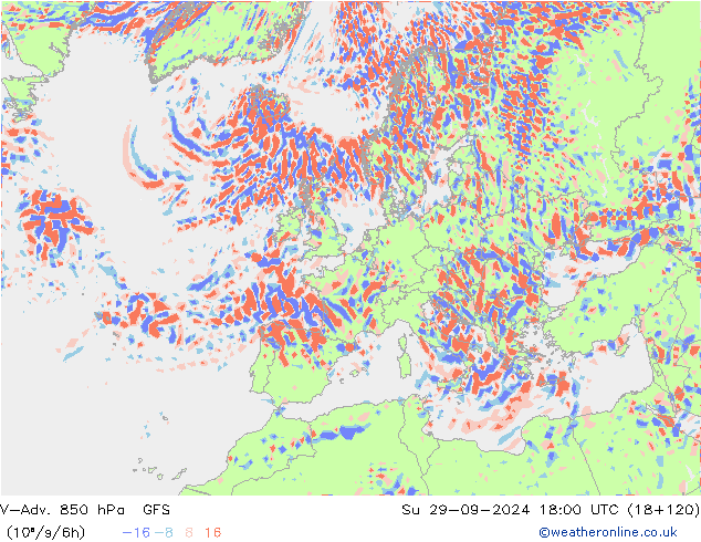 V-Adv. 850 hPa GFS dim 29.09.2024 18 UTC