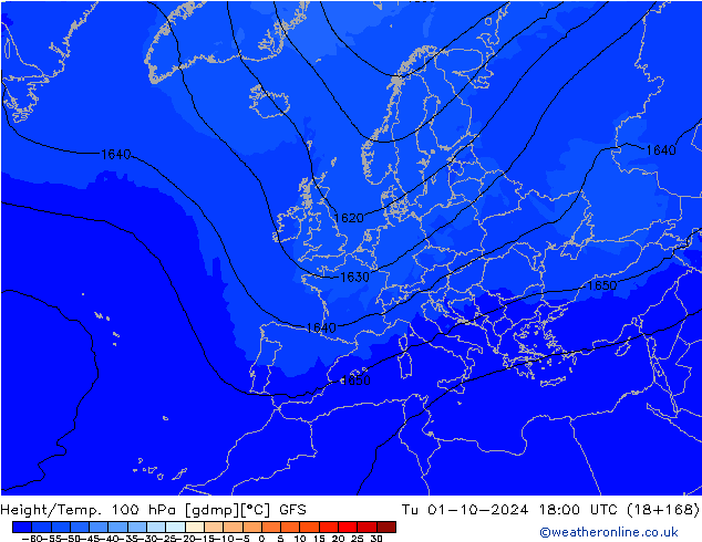 Geop./Temp. 100 hPa GFS mar 01.10.2024 18 UTC