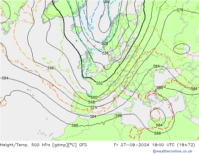 Z500/Rain (+SLP)/Z850 GFS pt. 27.09.2024 18 UTC