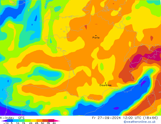 K-Index GFS Fr 27.09.2024 12 UTC