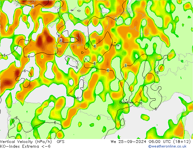 Convection-Index GFS mié 25.09.2024 06 UTC