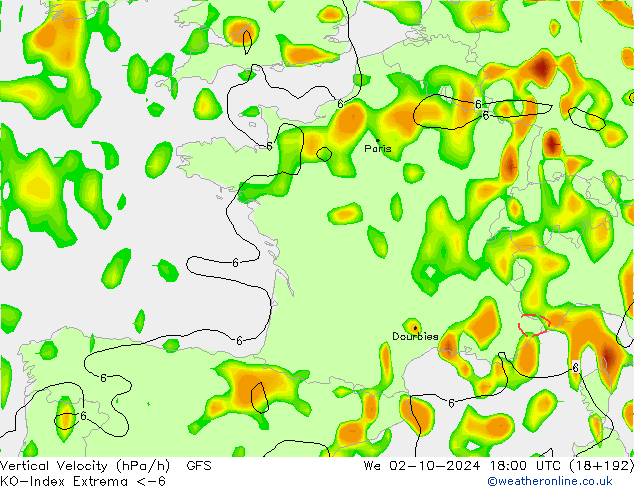 Convection-Index GFS We 02.10.2024 18 UTC