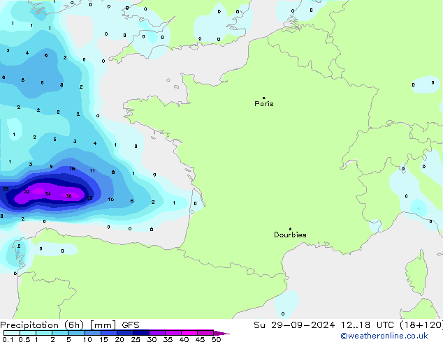 Z500/Rain (+SLP)/Z850 GFS Su 29.09.2024 18 UTC