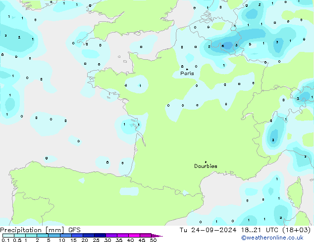 Precipitación GFS mar 24.09.2024 21 UTC