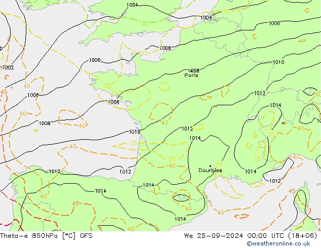 Theta-e 850hPa GFS september 2024