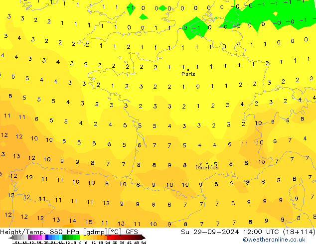 Z500/Rain (+SLP)/Z850 GFS nie. 29.09.2024 12 UTC