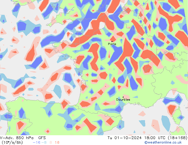 V-Adv. 850 hPa GFS Di 01.10.2024 18 UTC