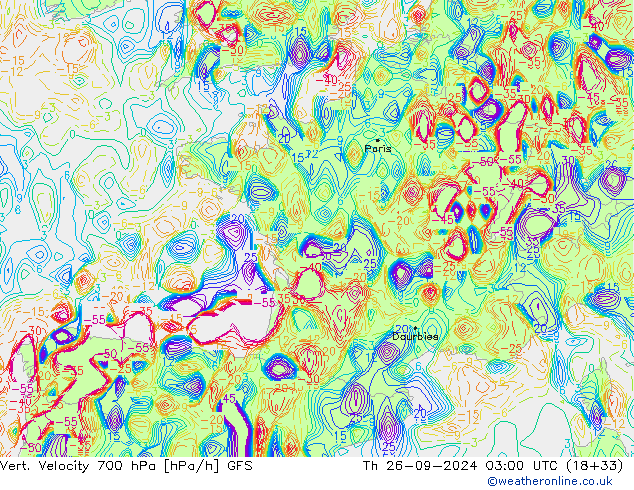 Vert. Velocity 700 гПа GFS чт 26.09.2024 03 UTC