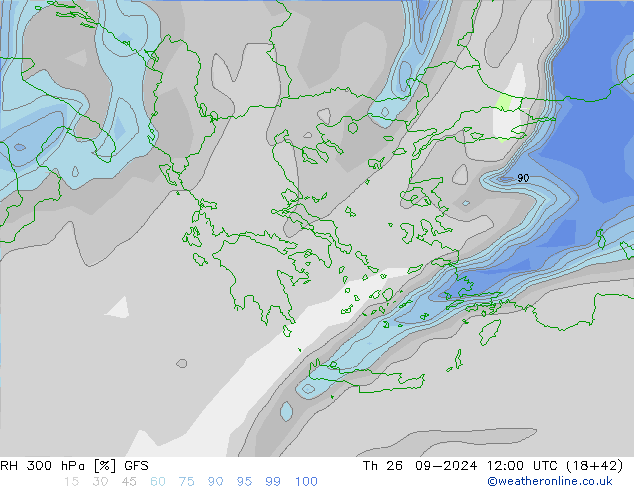 300 hPa Nispi Nem GFS Per 26.09.2024 12 UTC