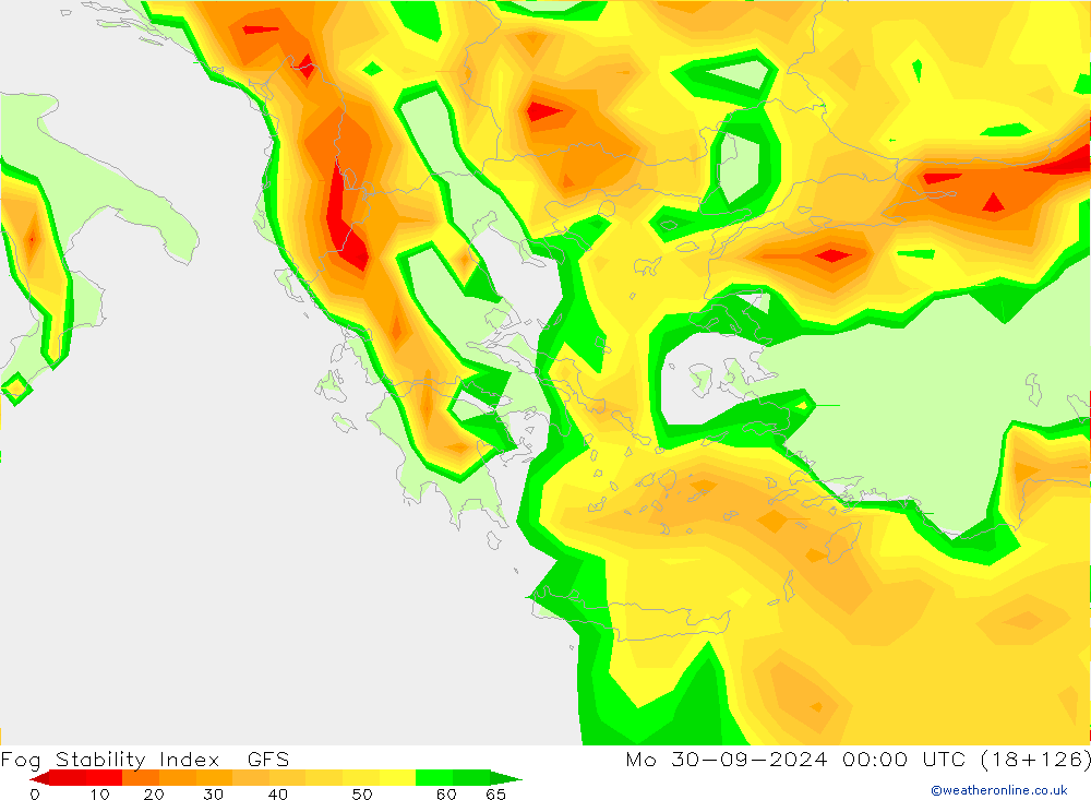 Fog Stability Index GFS pon. 30.09.2024 00 UTC