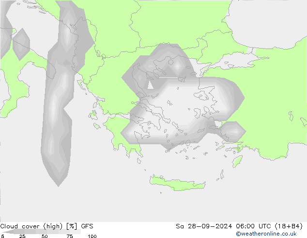 Nuages (élevé) GFS sam 28.09.2024 06 UTC