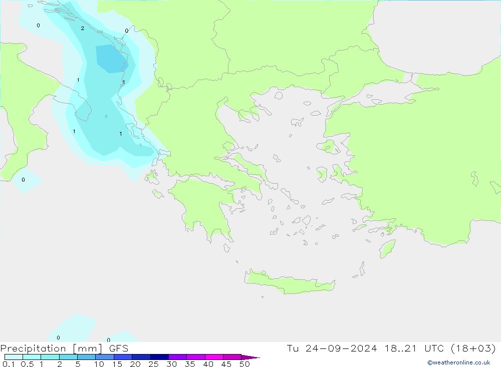 Precipitation GFS Tu 24.09.2024 21 UTC