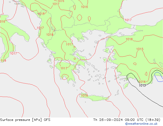 ciśnienie GFS czw. 26.09.2024 09 UTC