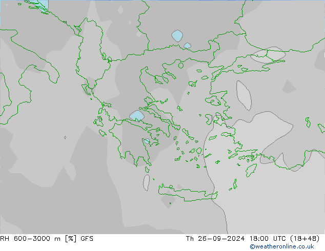 RH 600-3000 m GFS Th 26.09.2024 18 UTC