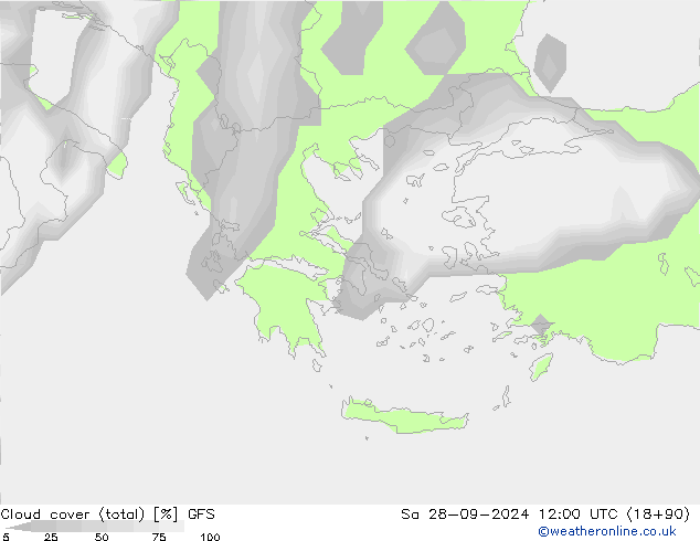 nuvens (total) GFS Sáb 28.09.2024 12 UTC