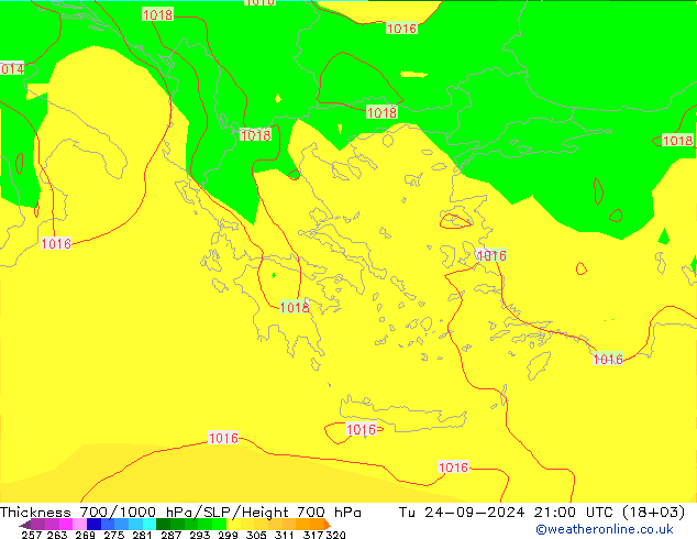 Thck 700-1000 hPa GFS Tu 24.09.2024 21 UTC