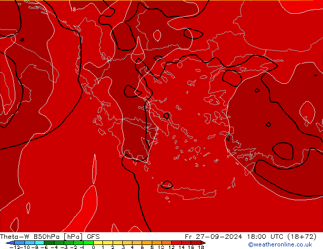 Theta-W 850hPa GFS ven 27.09.2024 18 UTC