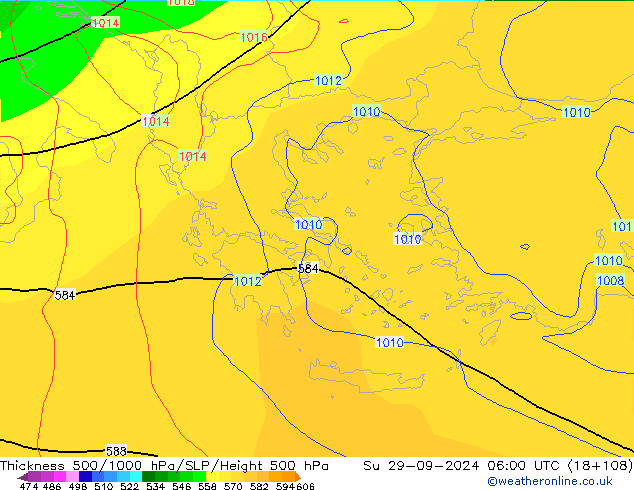 Thck 500-1000hPa GFS dom 29.09.2024 06 UTC