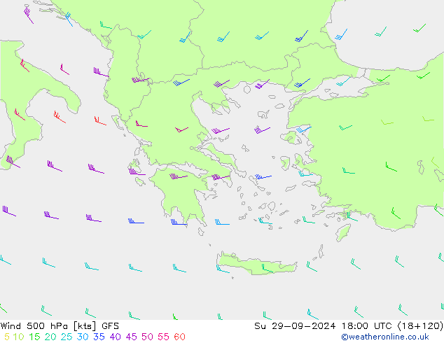 Viento 500 hPa GFS dom 29.09.2024 18 UTC