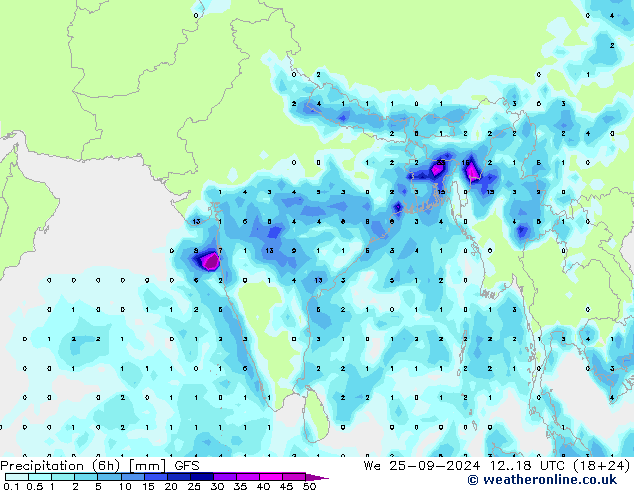 Z500/Rain (+SLP)/Z850 GFS  25.09.2024 18 UTC