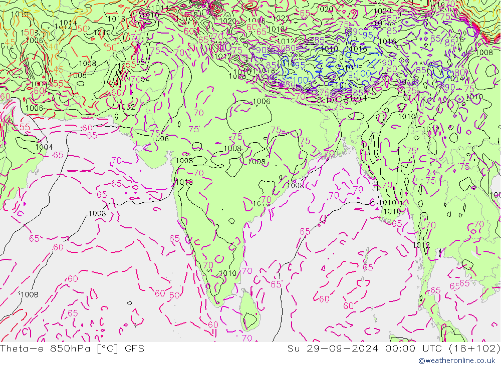 Theta-e 850hPa GFS September 2024