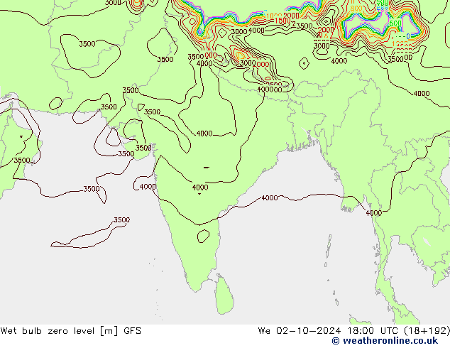 Theta-W Isoterma 0° GFS Qua 02.10.2024 18 UTC