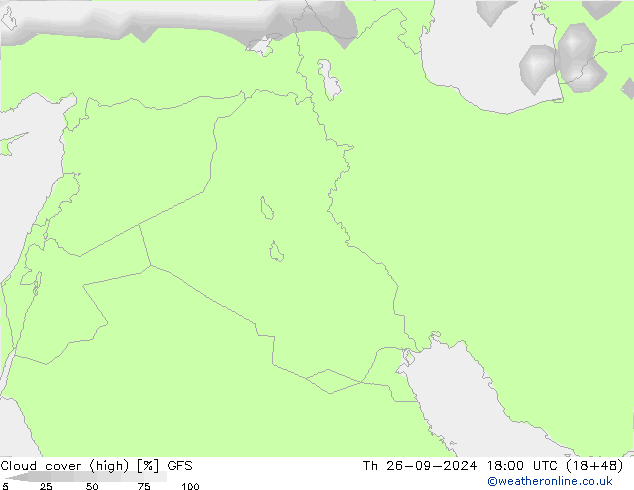 Cloud cover (high) GFS Th 26.09.2024 18 UTC