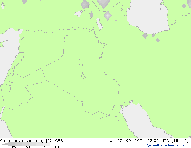 Nubes medias GFS mié 25.09.2024 12 UTC