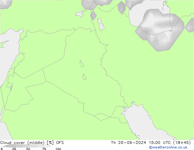 Cloud cover (middle) GFS Th 26.09.2024 15 UTC