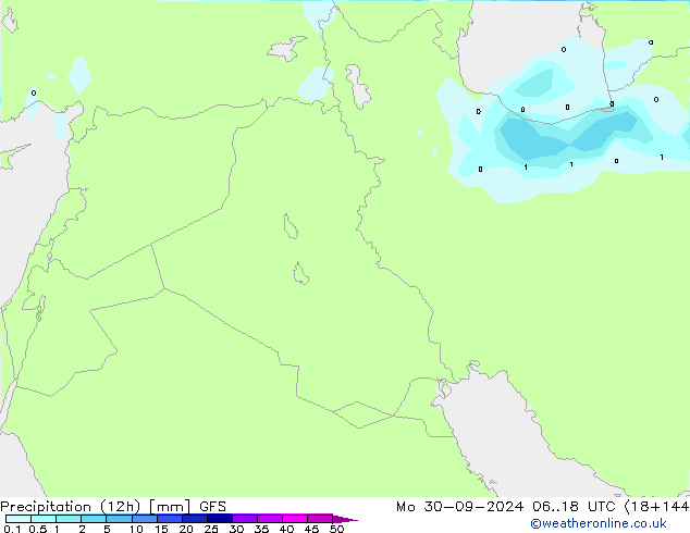 Precipitazione (12h) GFS lun 30.09.2024 18 UTC