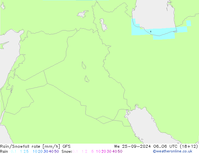 Rain/Snowfall rate GFS We 25.09.2024 06 UTC