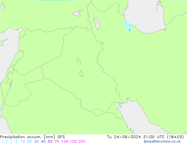 Precipitation accum. GFS Tu 24.09.2024 21 UTC