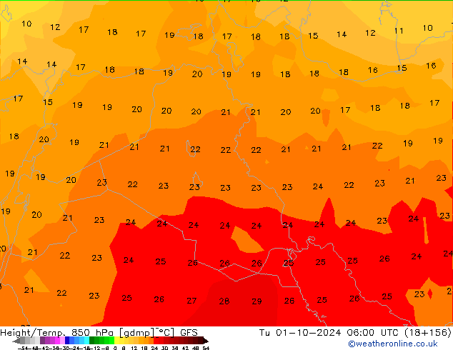 Z500/Rain (+SLP)/Z850 GFS  01.10.2024 06 UTC