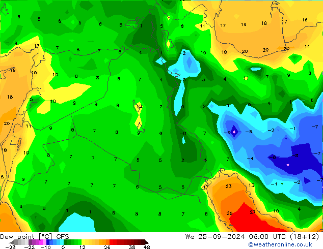 Dew point GFS We 25.09.2024 06 UTC