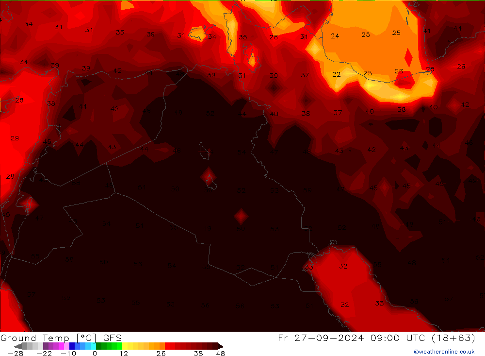 temp. mín./solo GFS Sex 27.09.2024 09 UTC