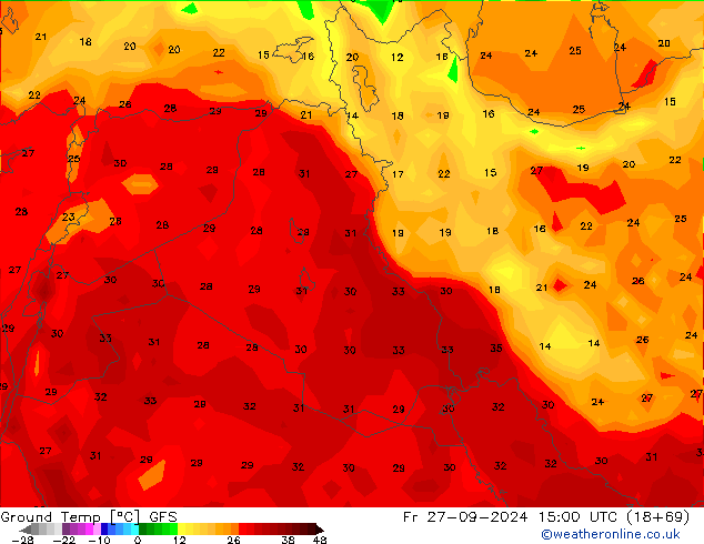 Topraküstü en düşük Sıc. GFS Cu 27.09.2024 15 UTC