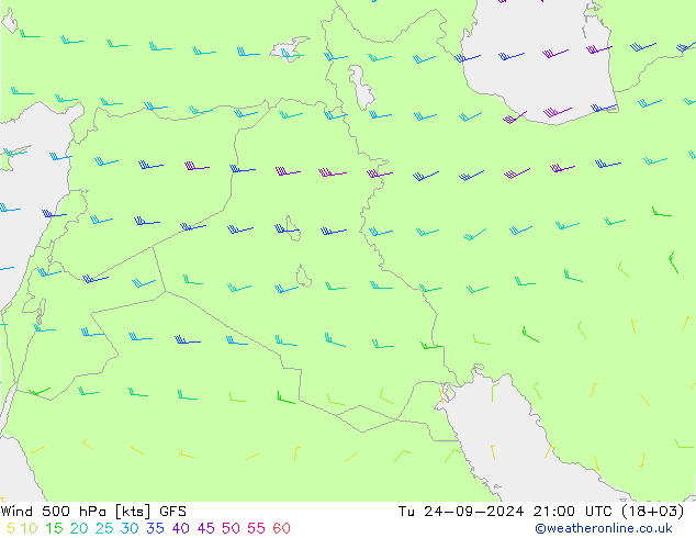 Wind 500 hPa GFS Tu 24.09.2024 21 UTC