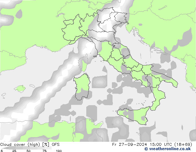 Wolken (hohe) GFS Fr 27.09.2024 15 UTC