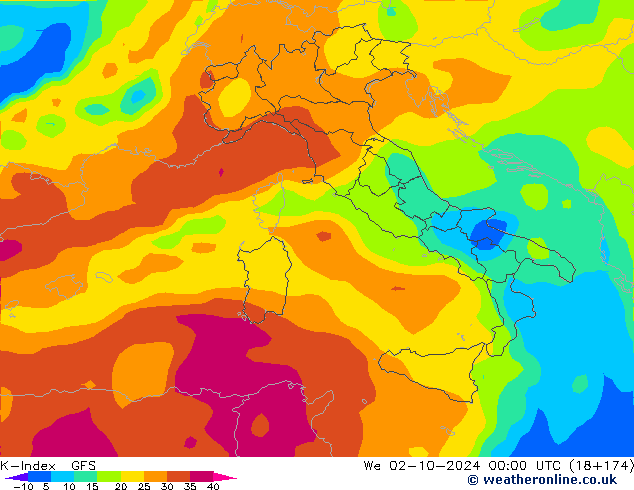 K-Index GFS We 02.10.2024 00 UTC