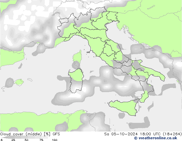 Wolken (mittel) GFS Sa 05.10.2024 18 UTC