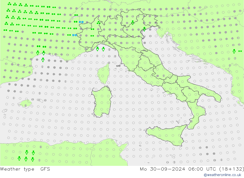 Weather type GFS Po 30.09.2024 06 UTC