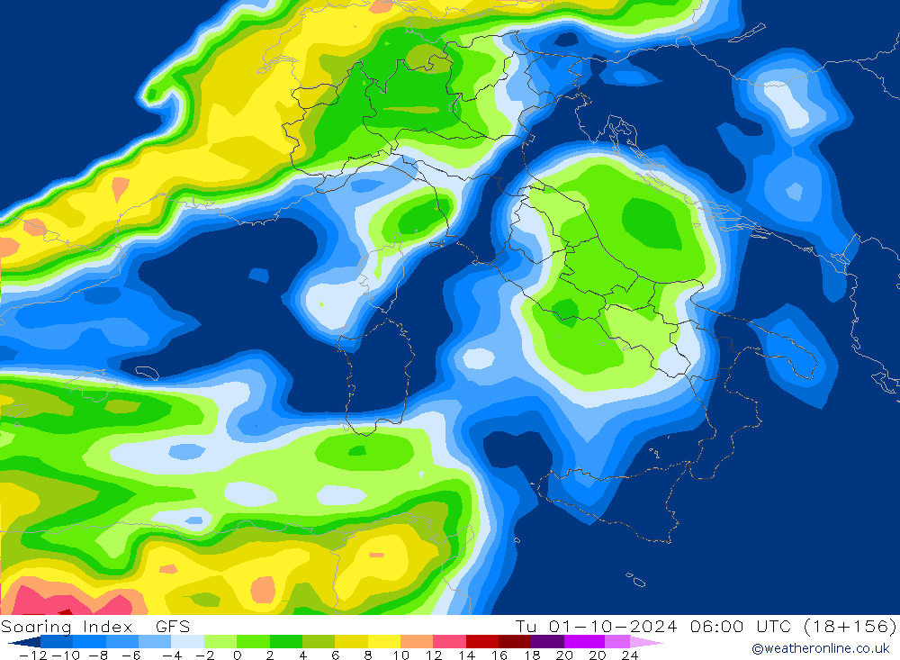 Soaring Index GFS Tu 01.10.2024 06 UTC