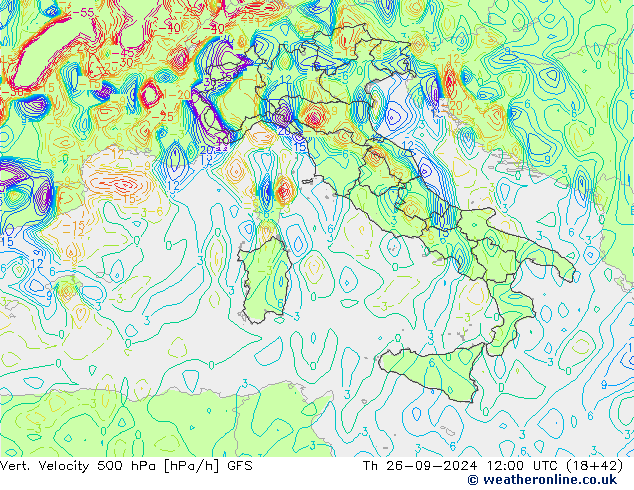 Vert. Velocity 500 hPa GFS czw. 26.09.2024 12 UTC