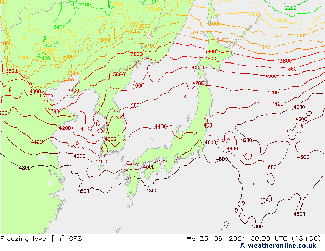 Freezing level GFS St 25.09.2024 00 UTC