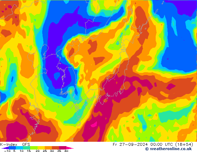 K-Index GFS ven 27.09.2024 00 UTC