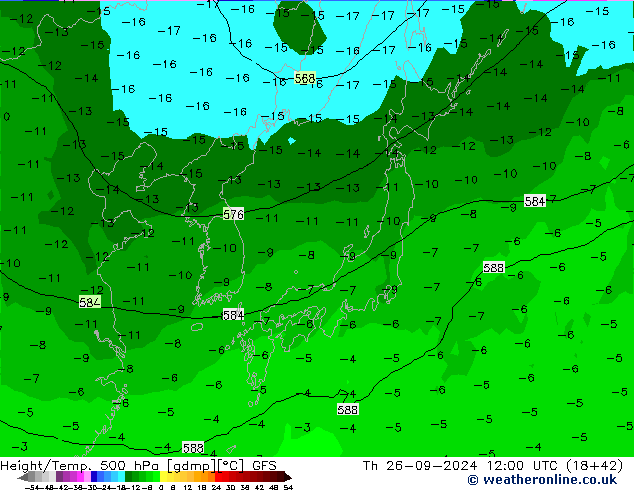 Z500/Yağmur (+YB)/Z850 GFS Per 26.09.2024 12 UTC