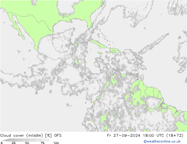 oblačnosti uprostřed GFS Pá 27.09.2024 18 UTC