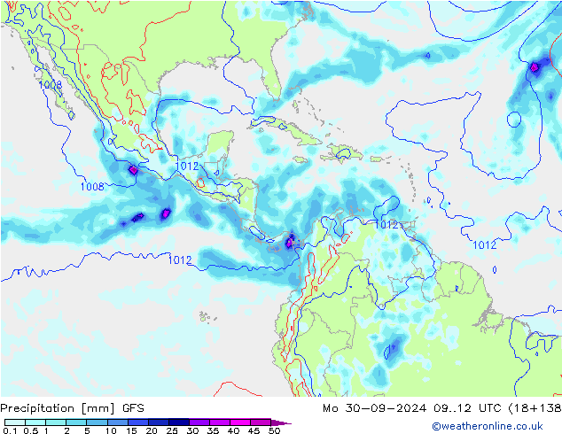 Precipitation GFS Mo 30.09.2024 12 UTC