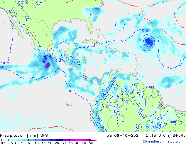 осадки GFS ср 09.10.2024 18 UTC